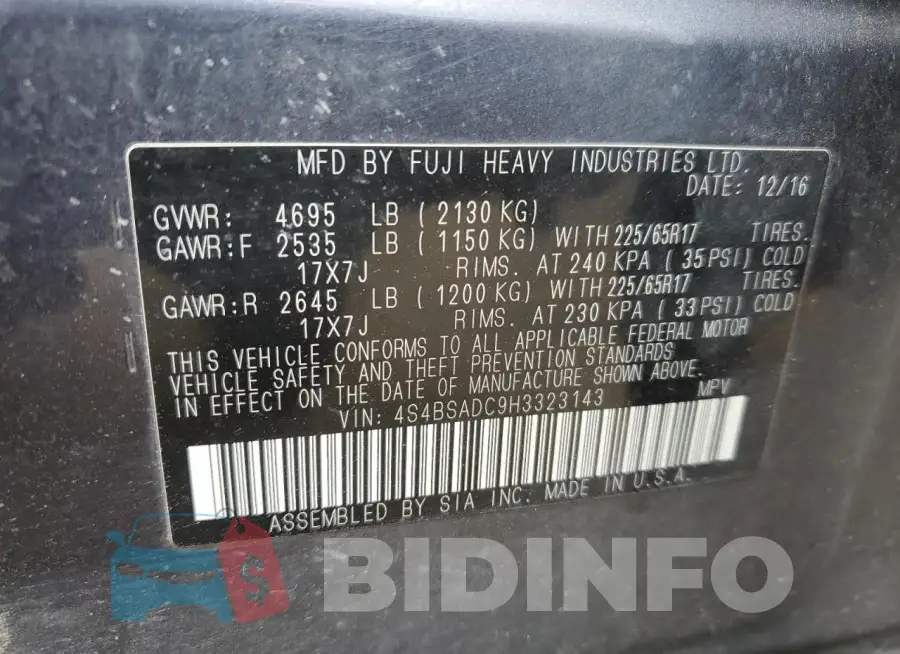 4S4BSADC9H3323143 Photo# 14