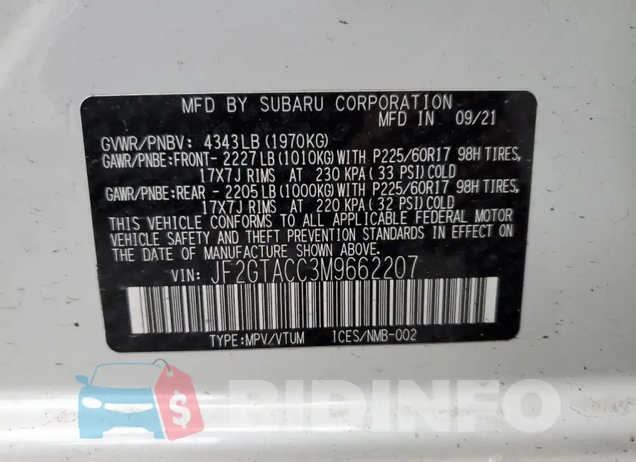 JF2GTACC3M9662207 Photo# 12