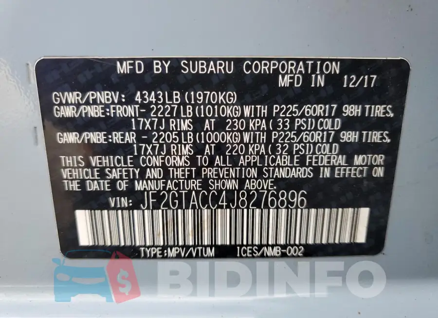 JF2GTACC4J8276896 Photo# 12