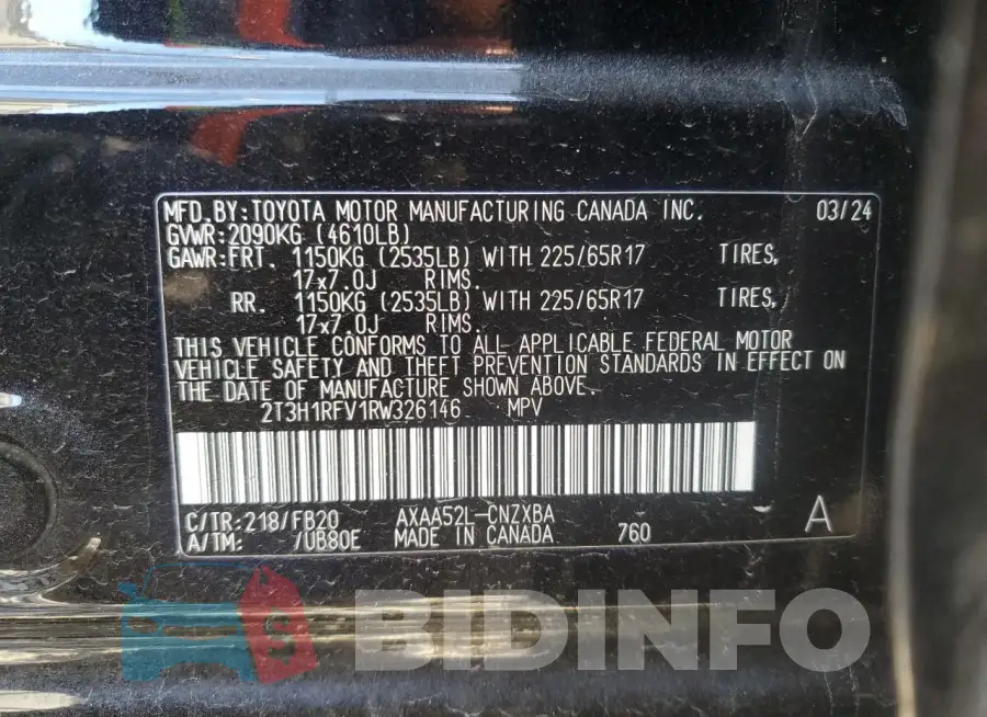 2T3H1RFV1RW326146 Photo# 13