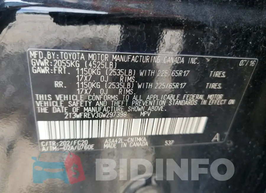 2T3WFREV3GW297398 Photo# 12