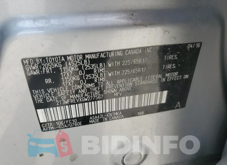 2T3WFREVXGW277567 Photo# 13