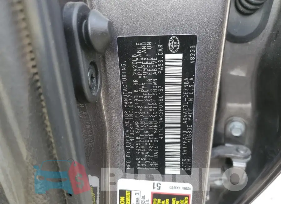 4T1C11AK2PU160167 Photo# 12