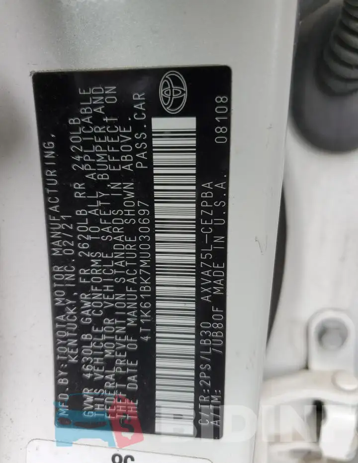 4T1K61BK7MU030697 Photo# 12
