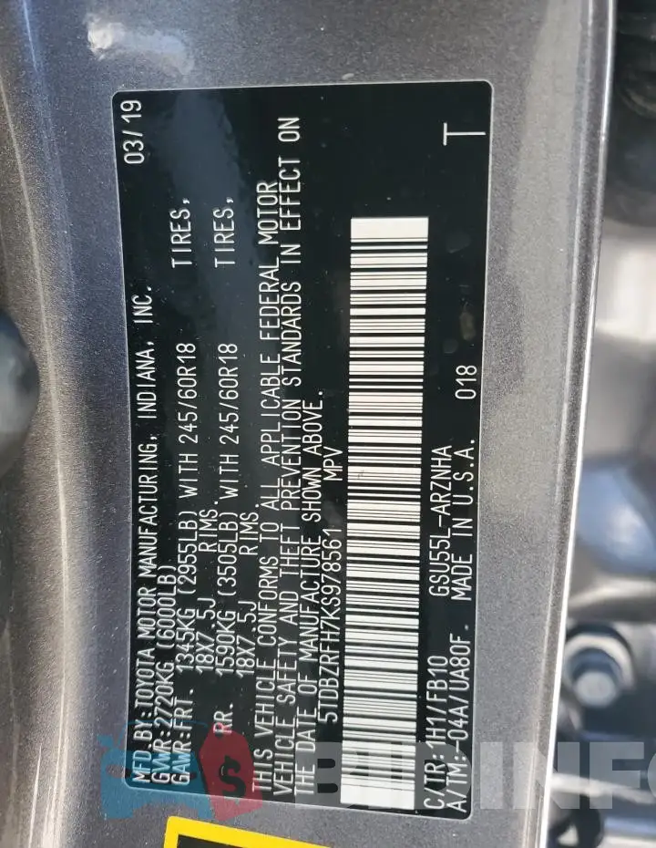 5TDBZRFH7KS978561 Photo# 14