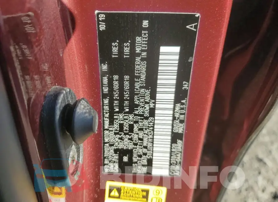 5TDJZRFH1KS741429 Photo# 14
