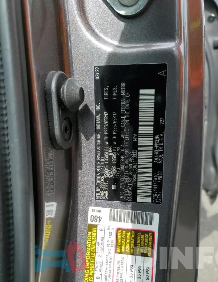 5TDKRKEC3NS110932 Photo# 13