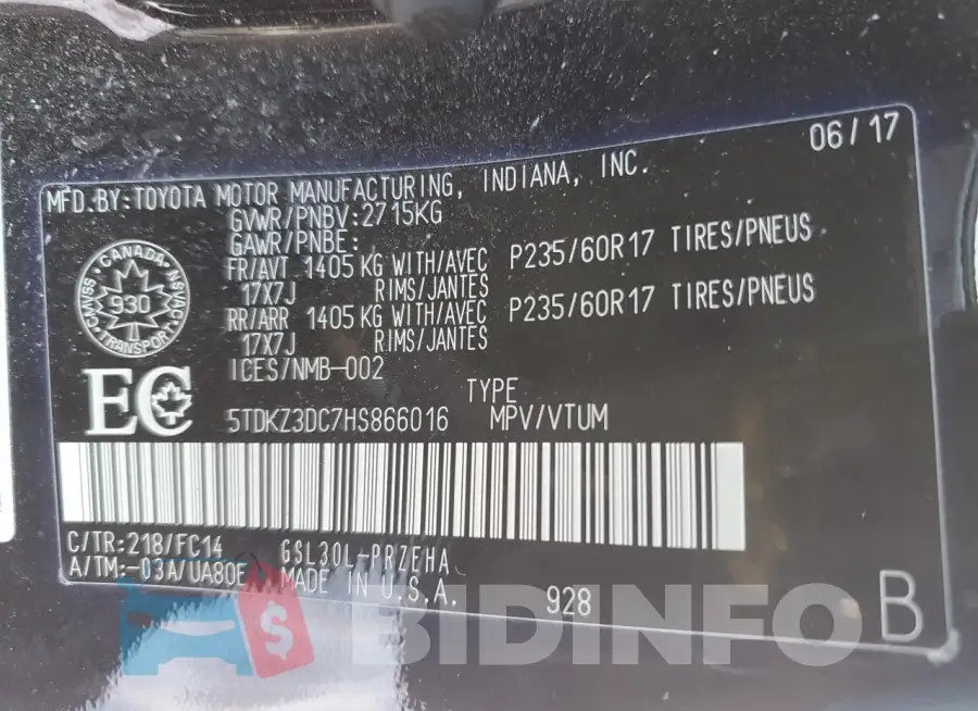 5TDKZ3DC7HS866016 Photo# 14