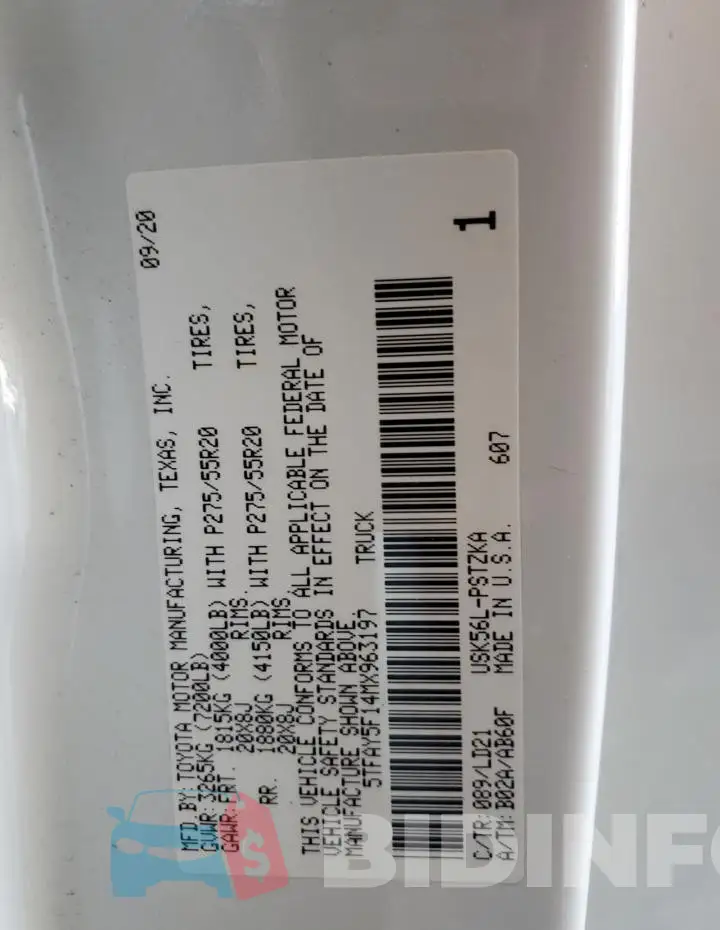 5TFAY5F14MX963197 Photo# 12