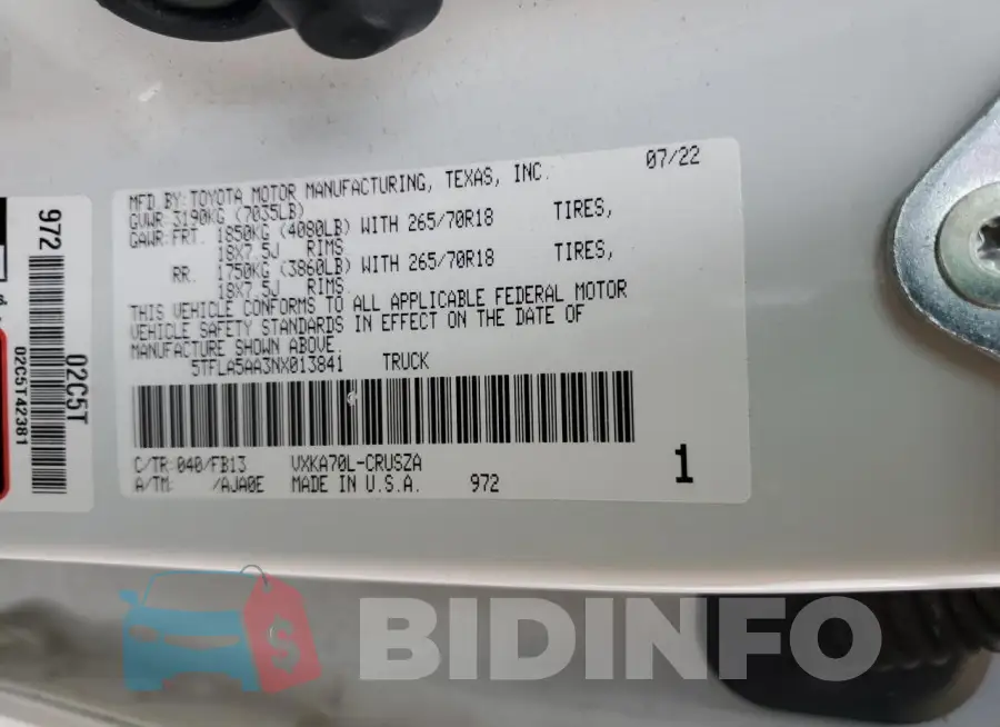 5TFLA5AA3NX013841 Photo# 12