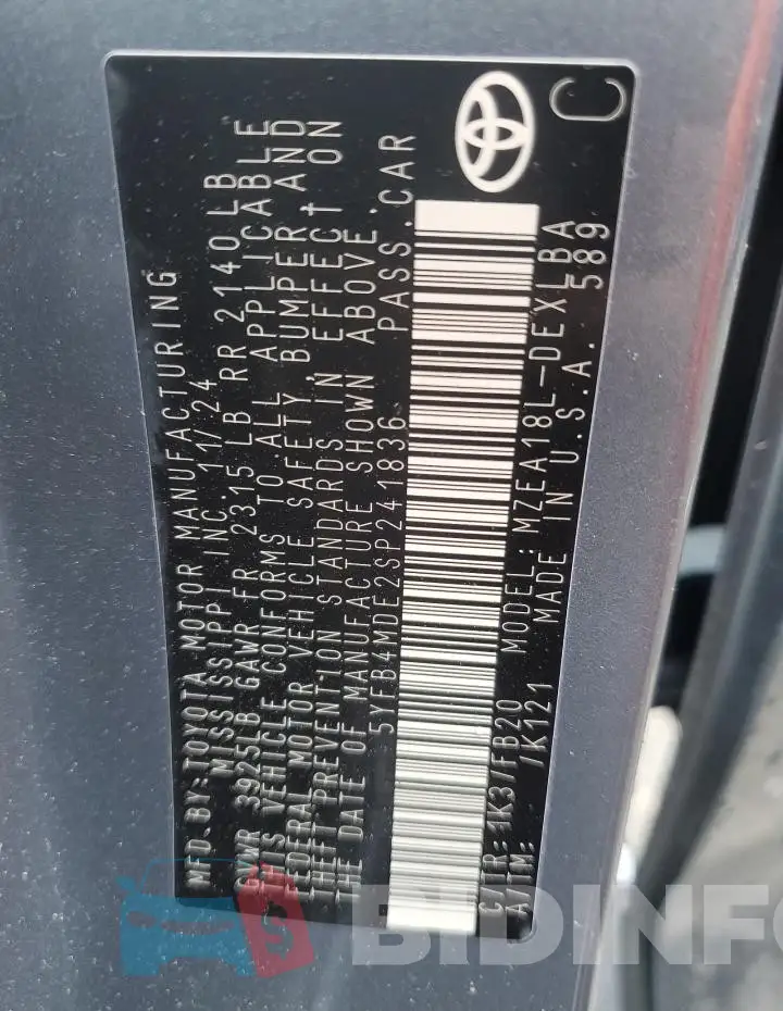 5YFB4MDE2SP241836 Photo# 13