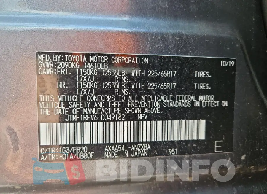 JTMF1RFV6LD049182 Photo# 14