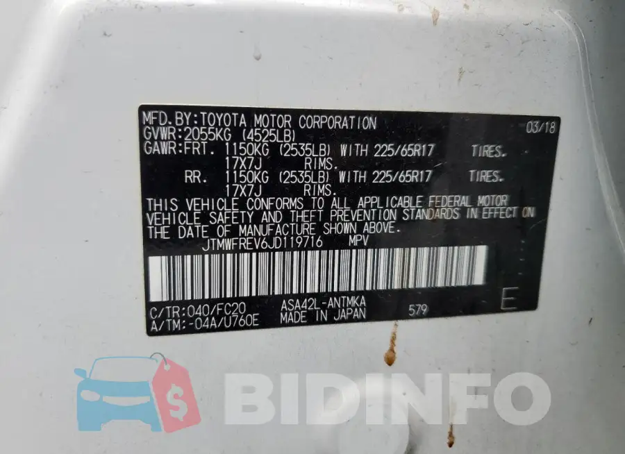 JTMWFREV6JD119716 Photo# 13