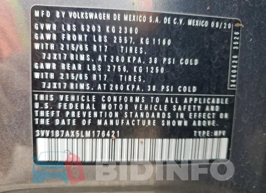 3VV1B7AX5LM176421 Photo# 13