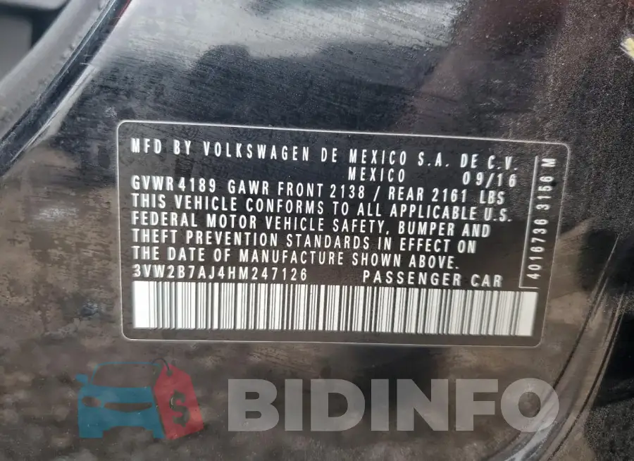 3VW2B7AJ4HM247126 Photo# 12