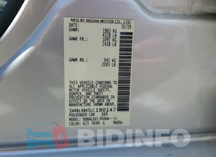 1N4BL4BV5LC180147 Photo# 12