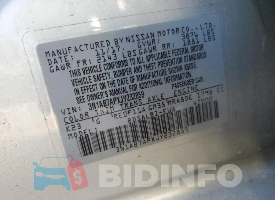 3N1AB7APXJY232859 Photo# 13