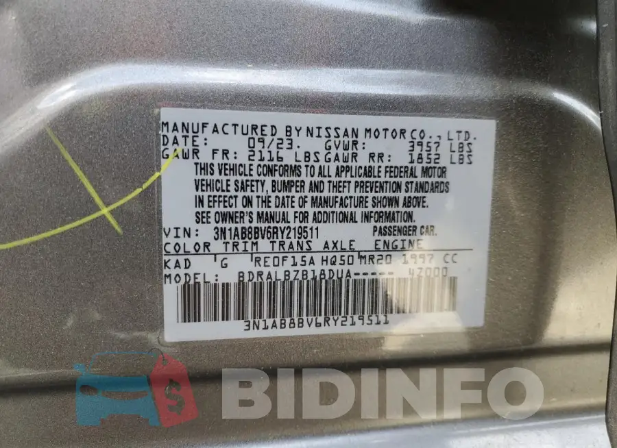 3N1AB8BV6RY219511 Photo# 12