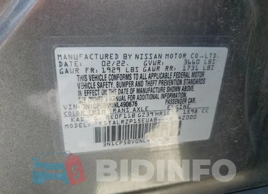 3N1CP5BV0NL490676 Photo# 13