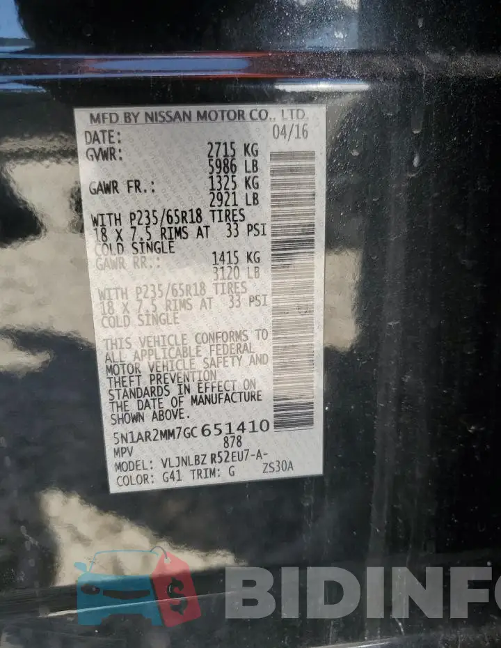 5N1AR2MM7GC651410 Photo# 12