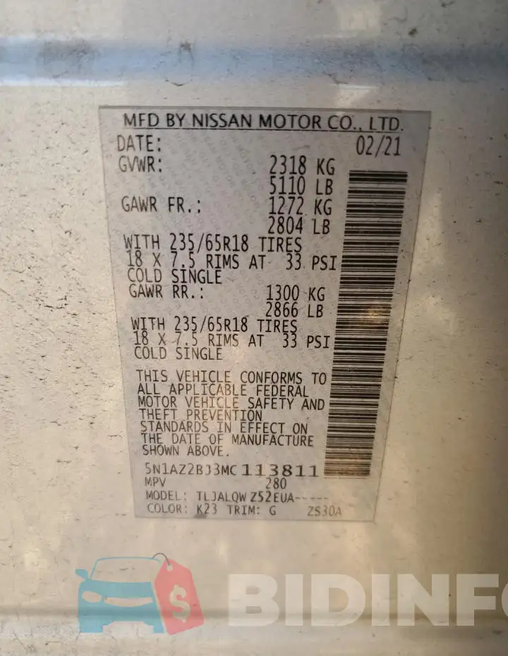 5N1AZ2BJ3MC113811 Photo# 12