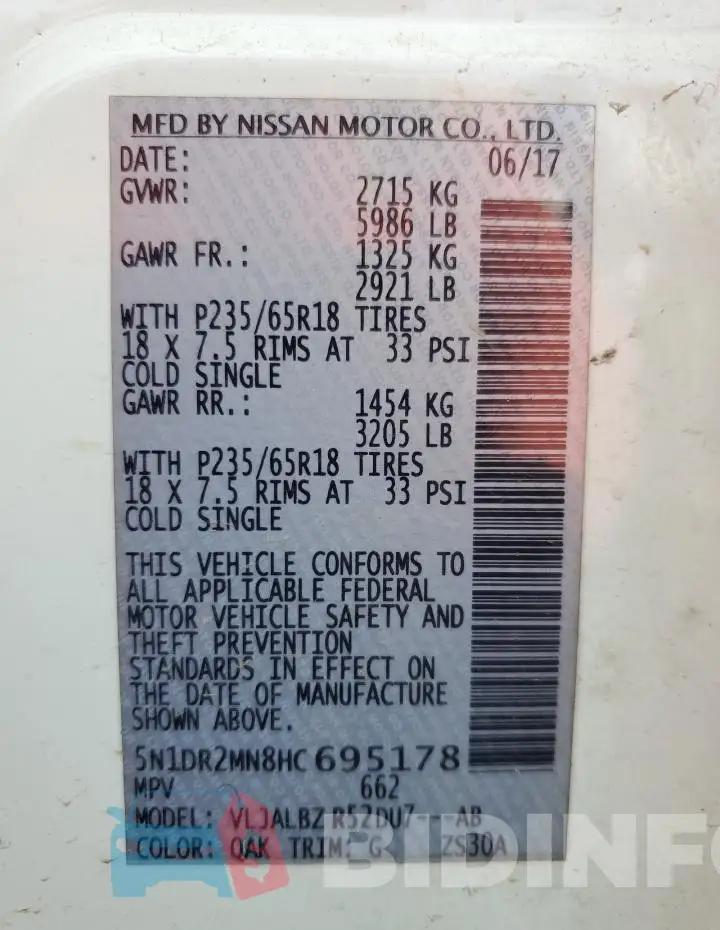 5N1DR2MN8HC695178 Photo# 13