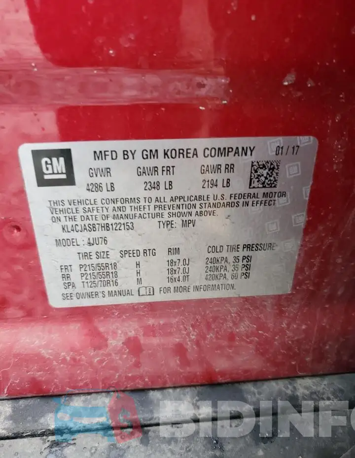 KL4CJASB7HB122153 Photo# 14