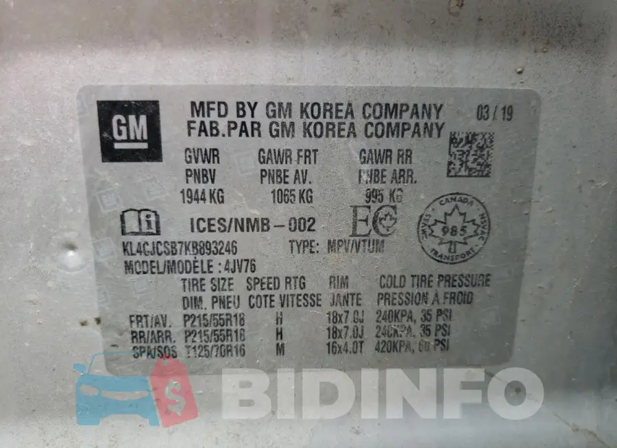 KL4CJCSB7KB893246 Photo# 12