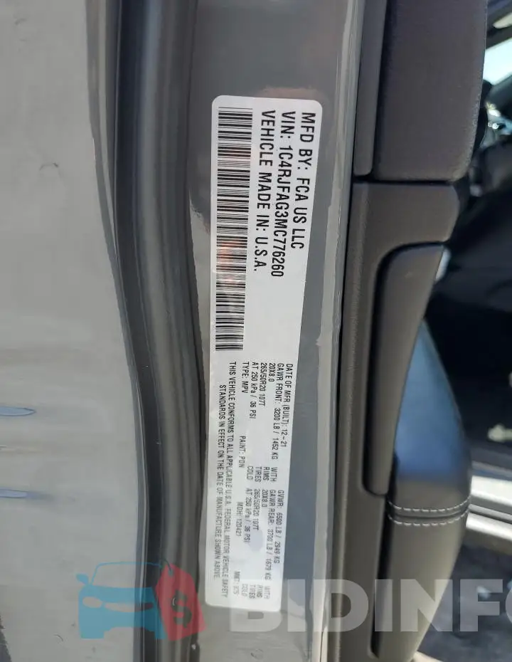 1C4RJFAG3MC776260 Photo# 14