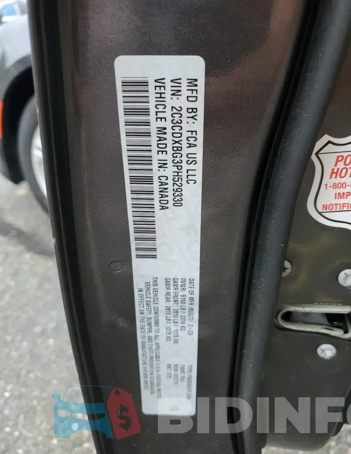 2C3CDXBG3PH529330 Photo# 13