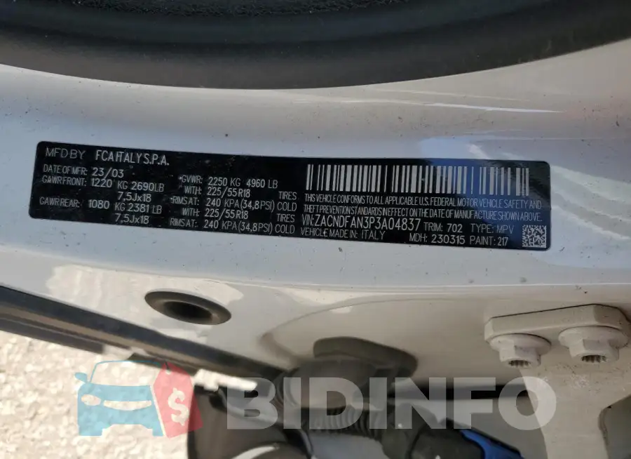 ZACNDFAN3P3A04837 Photo# 12