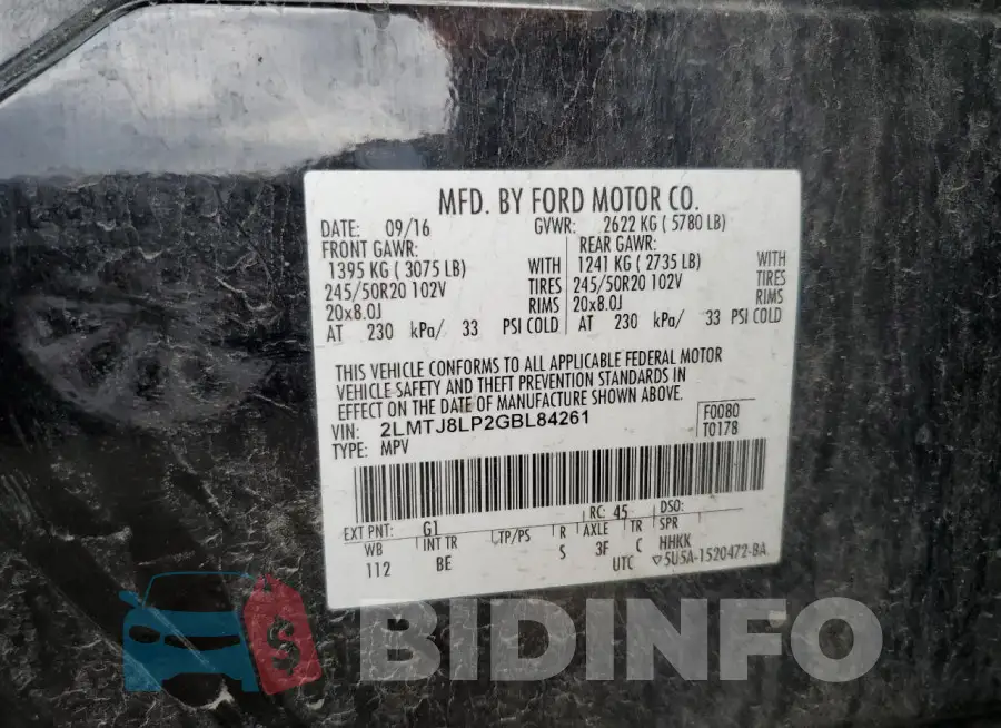 2LMTJ8LP2GBL84261 Photo# 14