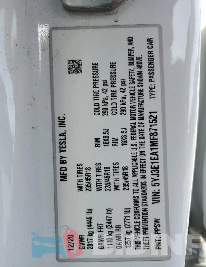 5YJ3E1EA1MF871521 Photo# 12