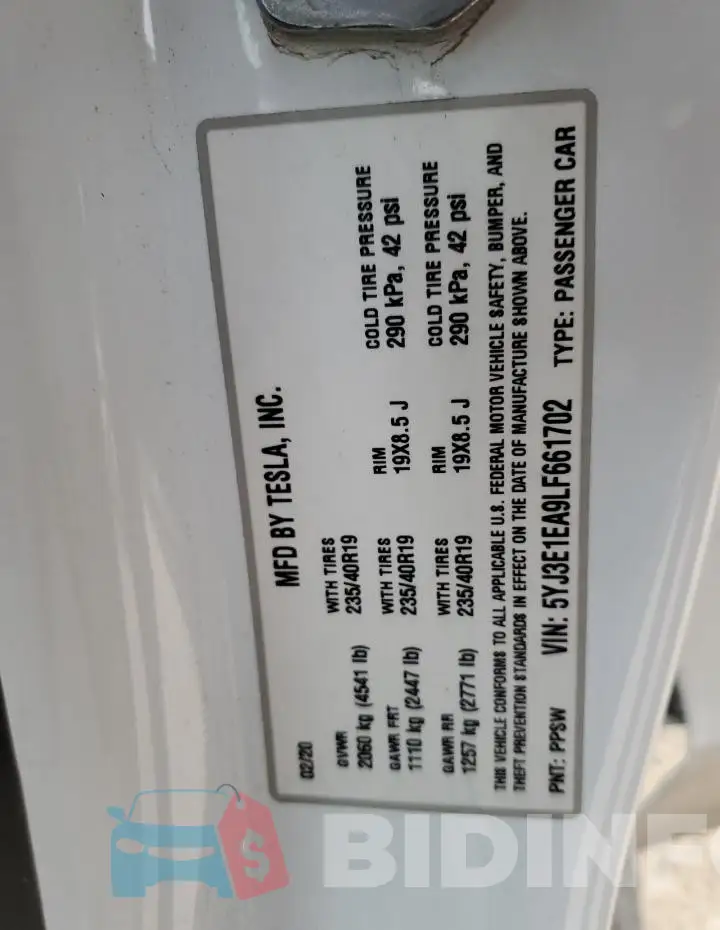 5YJ3E1EA9LF661702 Photo# 12