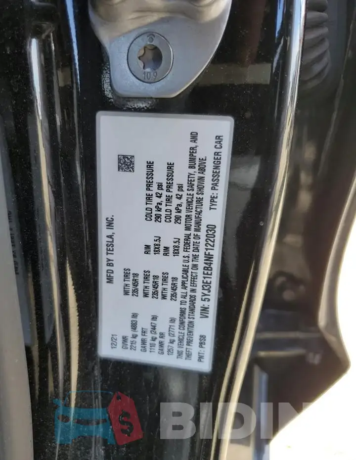 5YJ3E1EB4NF122030 Photo# 13