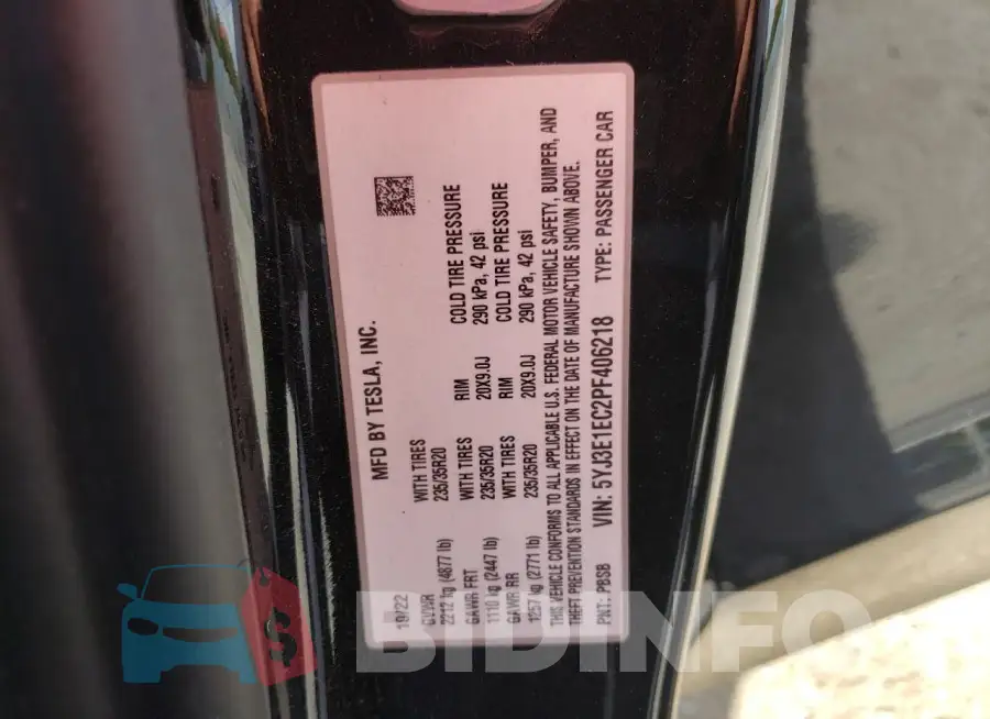 5YJ3E1EC2PF406218 Photo# 12