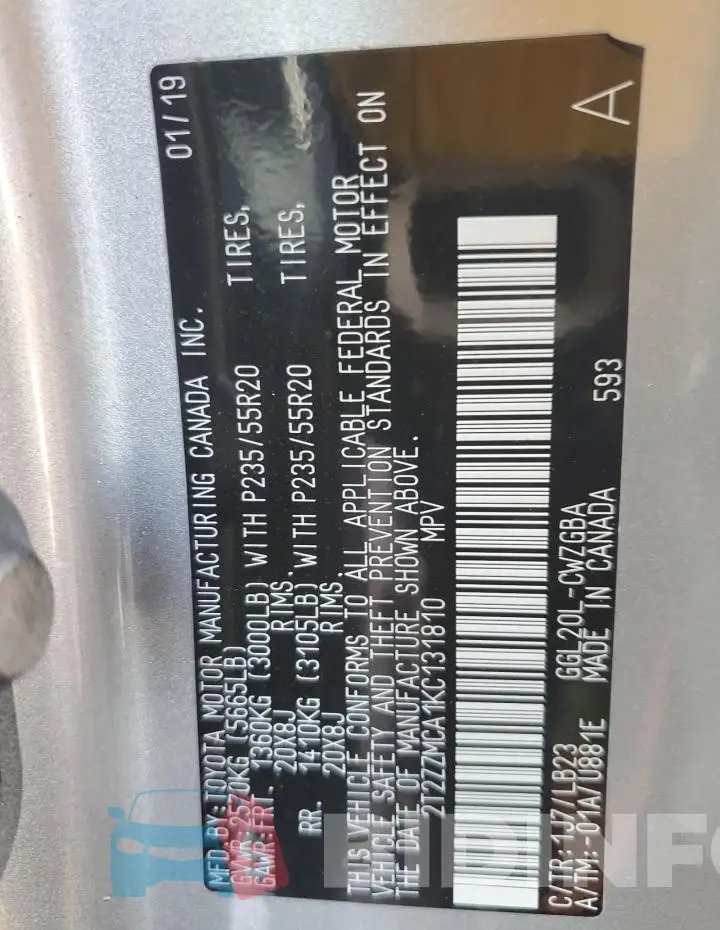 2T2ZZMCA1KC131810 Photo# 14