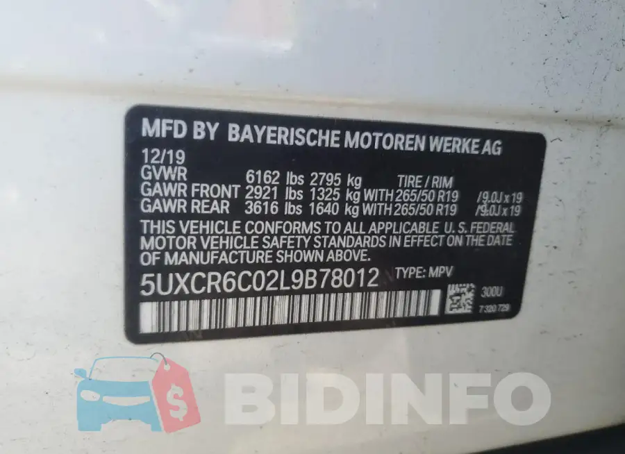 5UXCR6C02L9B78012 Photo# 13