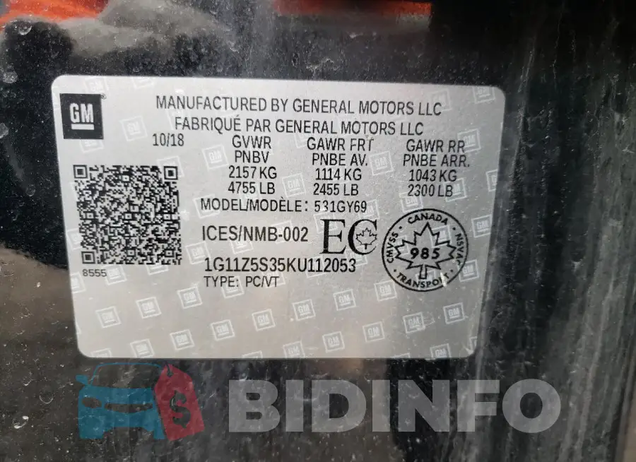 1G11Z5S35KU112053 Photo# 12
