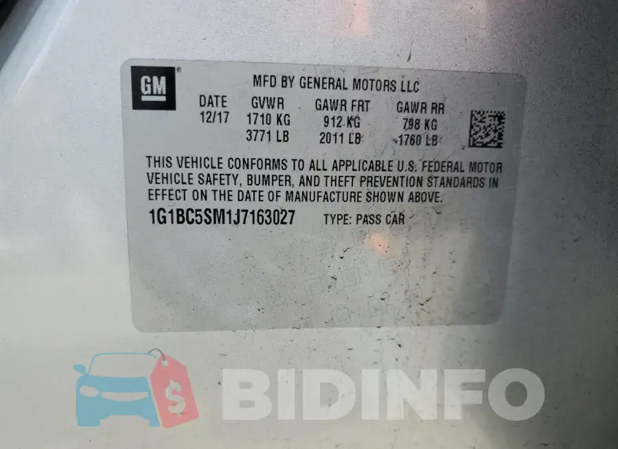 1G1BC5SM1J7163027 Photo# 12
