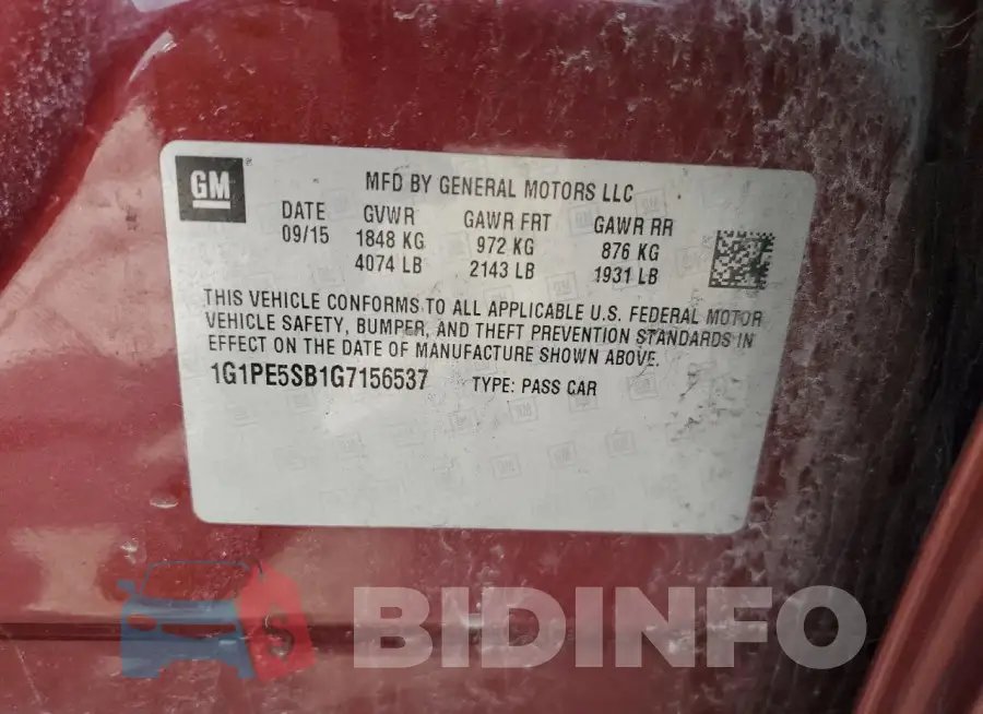 1G1PE5SB1G7156537 Photo# 12