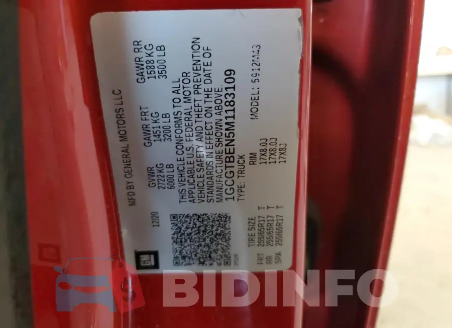 1GCGTBEN5M1183109 Photo# 13