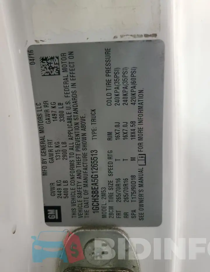 1GCHSBEA5G1265513 Photo# 12