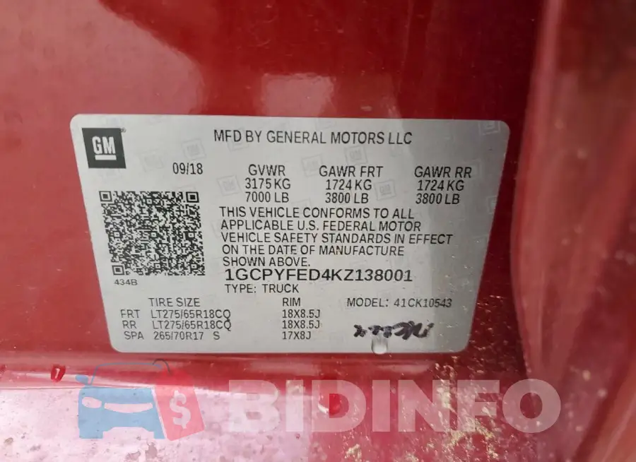 1GCPYFED4KZ138001 Photo# 13