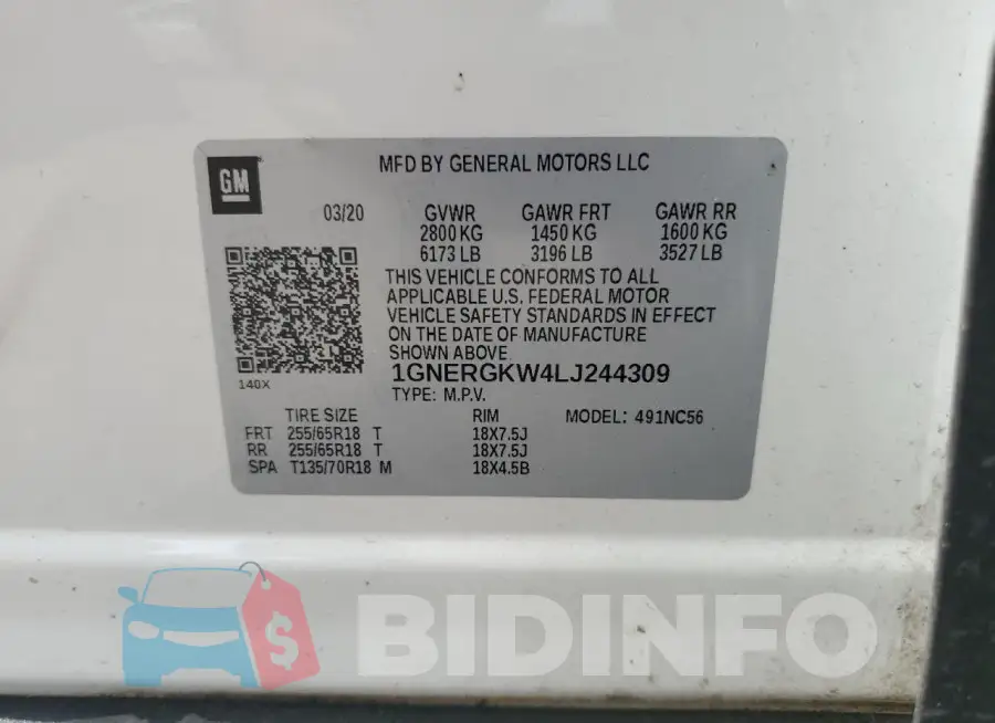 1GNERGKW4LJ244309 Photo# 13