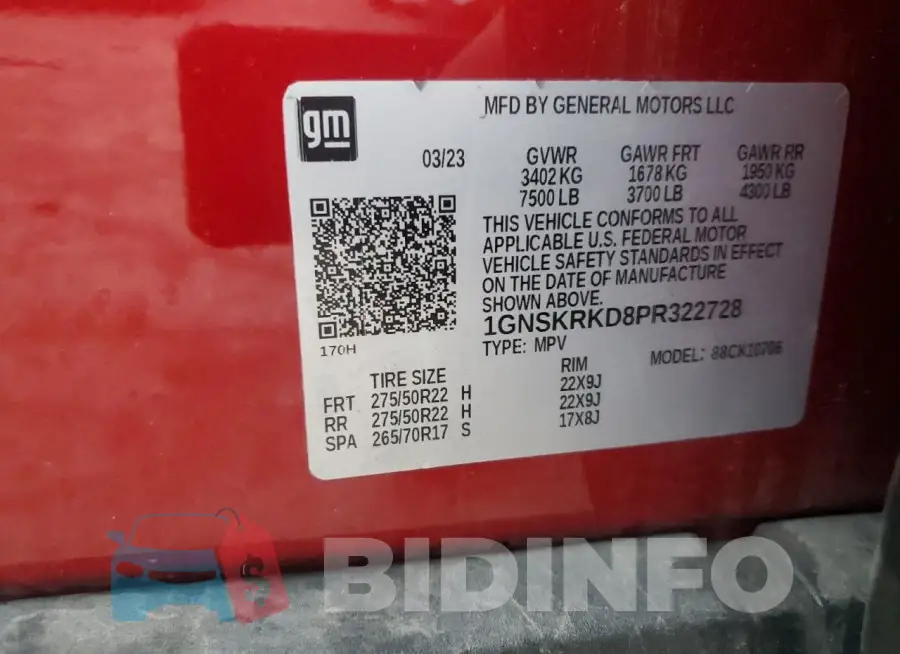 1GNSKRKD8PR322728 Photo# 14