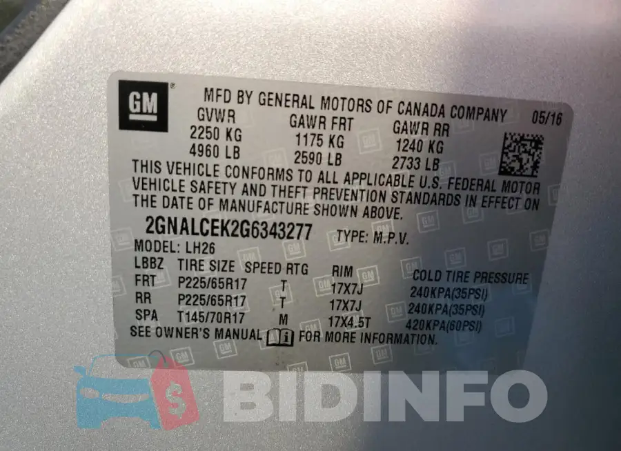 2GNALCEK2G6343277 Photo# 13