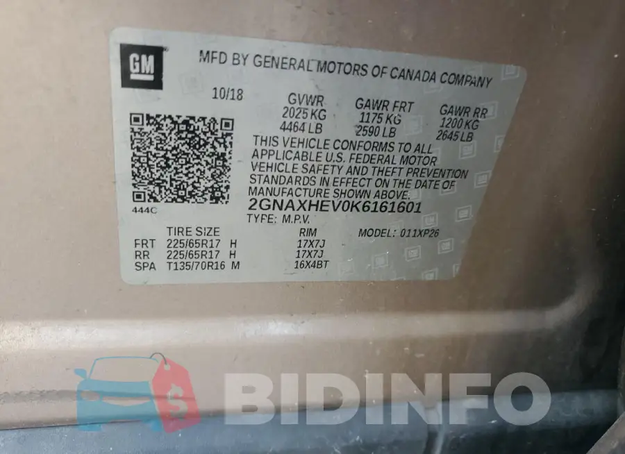 2GNAXHEV0K6161601 Photo# 14