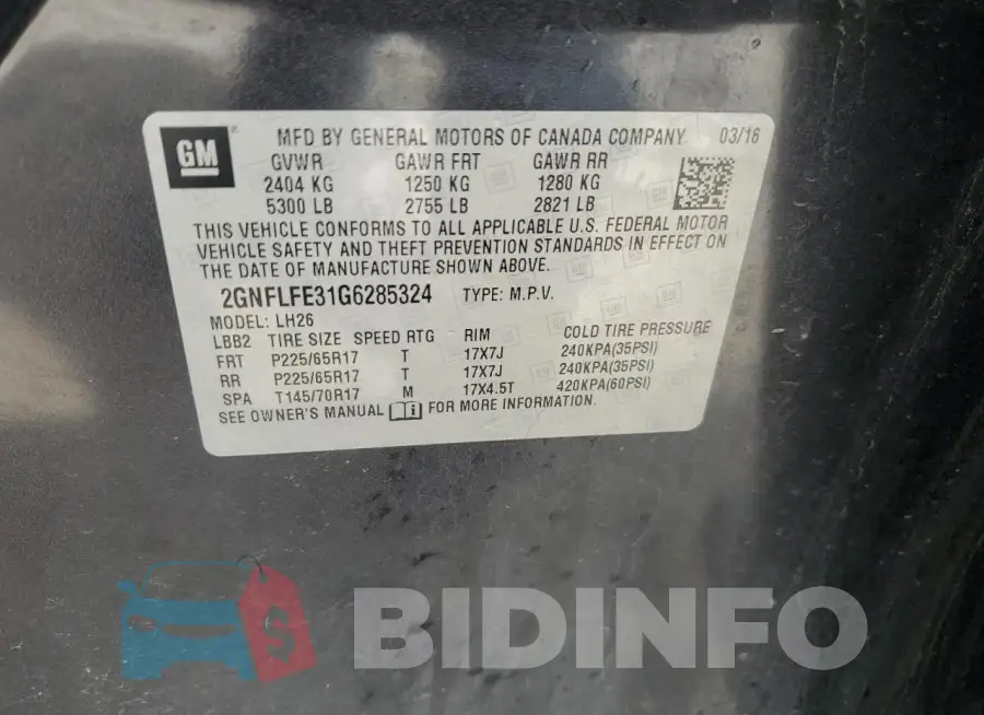 2GNFLFE31G6285324 Photo# 13