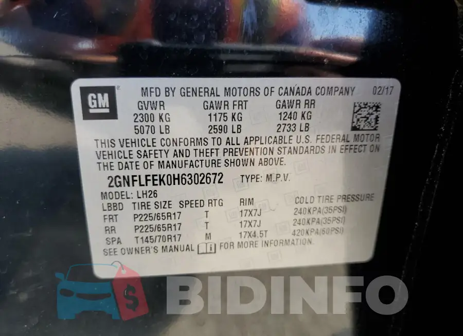 2GNFLFEK0H6302672 Photo# 13